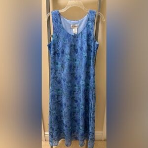 K&Company Blue Floral Crinkle Dress